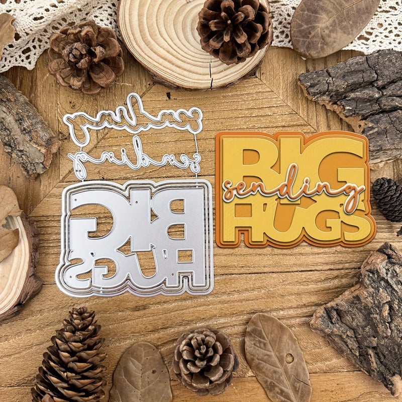 LZBRDY Sending Big Hugs Wishes Words Embossing Metal Cutting Dies for Card Making and Scrapbooking, Arts Crafts Birthday Thanksgiving Christmas Die Cuts Stencil - Image 3